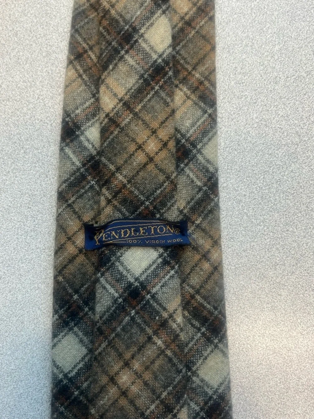 Vintage Pendleton 100% Virgin Wool Plaid Ties Lot of 2 Blue Brown